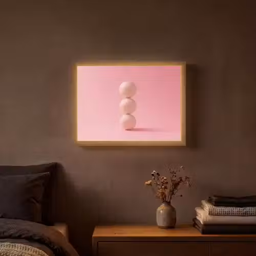 Golfballen - Roze - Drie Light Box met batterij (Wandlamp) middel -sfeer4