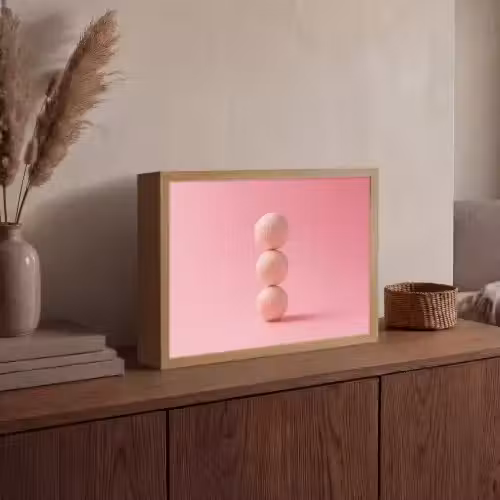 Golfballen - Roze - Drie Light Box met batterij (Wandlamp) middel -sfeer2