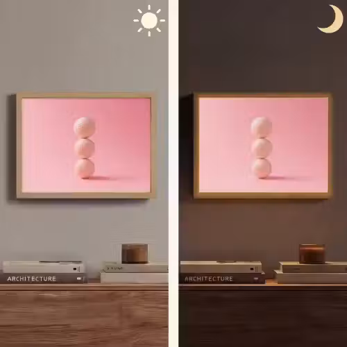 Golfballen - Roze - Drie Light Box met batterij (Wandlamp) middel -sfeer3