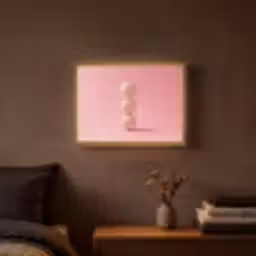 Golfballen - Roze - Drie Light Box met batterij (Wandlamp) middel -sfeer4