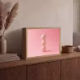 Golfballen - Roze - Drie Light Box met batterij (Wandlamp) middel -sfeer2