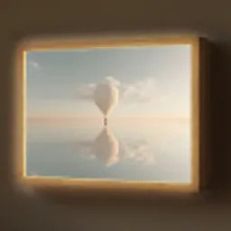 Luchtballon - Wolken - Water - Blauw Light Box met batterij (Wandlamp) middel -z3d_website