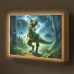 Dino - Jongens - Groen - Blauw - T-Rex Light Box met batterij (Wandlamp kind) middel -z3d_website