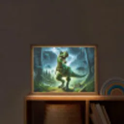 Dino - Jongens - Groen - Blauw - T-Rex Light Box met batterij (Wandlamp kind) middel -sfeer1_kind