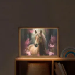Paard - Bloemen - Roze - Natuur - Bos Light Box met batterij (Wandlamp kind) middel -sfeer1_kind
