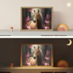 Paard - Bloemen - Roze - Natuur - Bos Light Box met batterij (Wandlamp kind) middel -sfeer3_kind