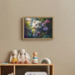 Kitten - Bloemen - Bos - Illustratie - Poes Light Box met batterij (Wandlamp kind) middel -sfeer2_kind
