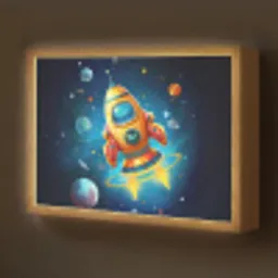 Raket - Ruimte - Planeten - Kinderen - Jongen Light Box met batterij (Wandlamp kind) middel -z3d_website