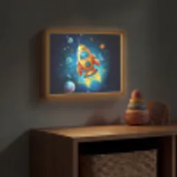 Raket - Ruimte - Planeten - Kinderen - Jongen Light Box met batterij (Wandlamp kind) middel -sfeer5_kind