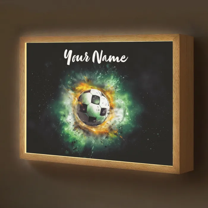 Bal - Voetbal - Groen - Oranje - Rook Light Box met batterij (Wandlamp kind) middel -z3d_website