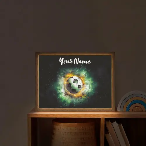 Bal - Voetbal - Groen - Oranje - Rook Light Box met batterij (Wandlamp kind) middel -sfeer1_kind