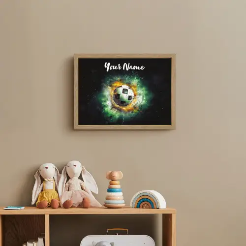 Bal - Voetbal - Groen - Oranje - Rook Light Box met batterij (Wandlamp kind) middel -sfeer2_kind