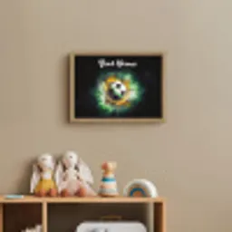 Bal - Voetbal - Groen - Oranje - Rook Light Box met batterij (Wandlamp kind) middel -sfeer2_kind
