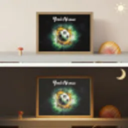 Bal - Voetbal - Groen - Oranje - Rook Light Box met batterij (Wandlamp kind) middel -sfeer3_kind