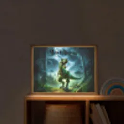 Dino - Jongens - Groen - Blauw - T-Rex Light Box met batterij (Wandlamp kind) middel -sfeer1_kind