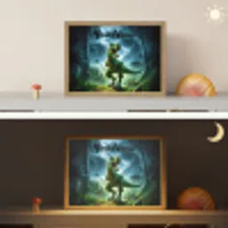 Dino - Jongens - Groen - Blauw - T-Rex Light Box met batterij (Wandlamp kind) middel -sfeer3_kind