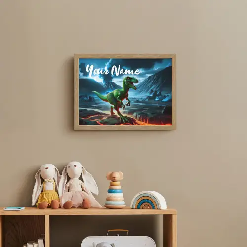 Dino - Lava - Groen - Jongens Light Box met batterij (Wandlamp kind) middel -sfeer2_kind