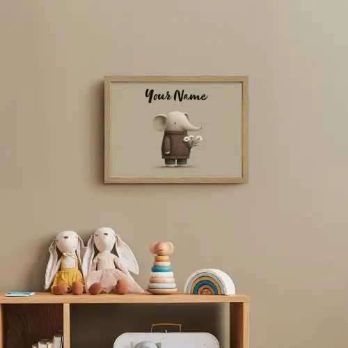Olifant - Witte bloemen - Kindvriendelijk Light Box met batterij (Wandlamp kind) middel -sfeer2_kind