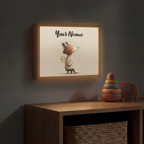 Vos - Gele bloemen - Minimalistisch Light Box met batterij (Wandlamp kind) middel -sfeer5_kind