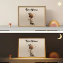 Vos - Gele bloemen - Minimalistisch Light Box met batterij (Wandlamp kind) middel -sfeer3_kind