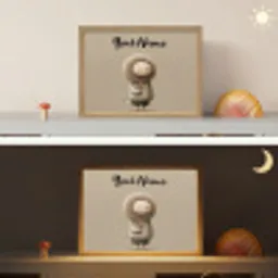 Leeuw - Oranje bloemen - Vriendelijk Light Box met batterij (Wandlamp kind) middel -sfeer3_kind