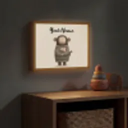 Aap - Roze bloemen - Speels Light Box met batterij (Wandlamp kind) middel -sfeer5_kind