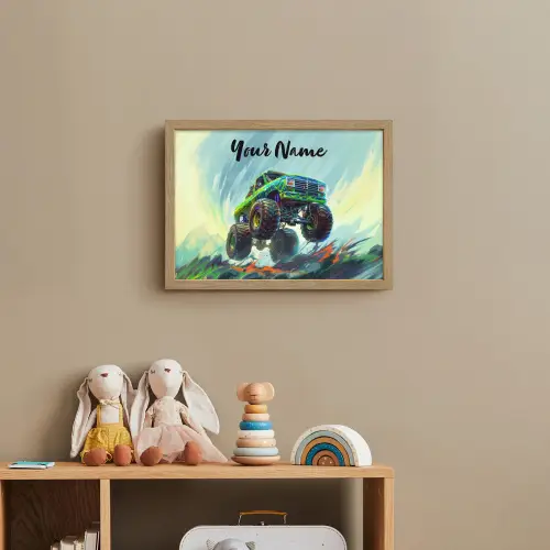 Monstertruck - Auto - Jongens - Groen Light Box met batterij (Wandlamp kind) middel -sfeer2_kind