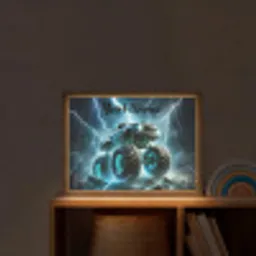 Monstertruck - Bliksem - Blauw - Jongens - Auto Light Box met batterij (Wandlamp kind) middel -sfeer1_kind