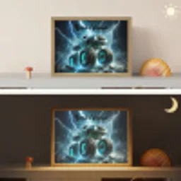 Monstertruck - Bliksem - Blauw - Jongens - Auto Light Box met batterij (Wandlamp kind) middel -sfeer3_kind