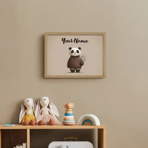 Panda - Blauwe bloemen - Zachtheid Light Box met batterij (Wandlamp kind) middel -sfeer2_kind