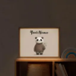 Panda - Blauwe bloemen - Zachtheid Light Box met batterij (Wandlamp kind) middel -sfeer1_kind
