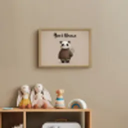 Panda - Blauwe bloemen - Zachtheid Light Box met batterij (Wandlamp kind) middel -sfeer2_kind