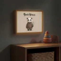 Panda - Blauwe bloemen - Zachtheid Light Box met batterij (Wandlamp kind) middel -sfeer5_kind