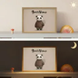 Panda - Blauwe bloemen - Zachtheid Light Box met batterij (Wandlamp kind) middel -sfeer3_kind