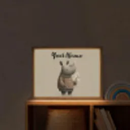 Neushoorn - Witte bloemen - Lief Light Box met batterij (Wandlamp kind) middel -sfeer1_kind