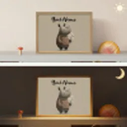 Neushoorn - Witte bloemen - Lief Light Box met batterij (Wandlamp kind) middel -sfeer3_kind