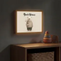 Knuffelbeer - Oranje bloemen - Vriendelijk Light Box met batterij (Wandlamp kind) middel -sfeer5_kind