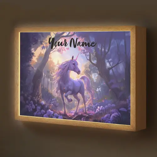 Eenhoorn - Paars - Sprookje - Fantasy dier Light Box met batterij (Wandlamp kind) middel -z3d_website