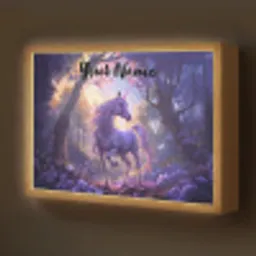 Eenhoorn - Paars - Sprookje - Fantasy dier Light Box met batterij (Wandlamp kind) middel -z3d_website
