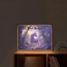 Eenhoorn - Paars - Sprookje - Fantasy dier Light Box met batterij (Wandlamp kind) middel -sfeer1_kind