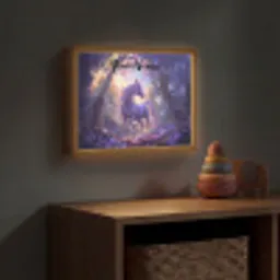 Eenhoorn - Paars - Sprookje - Fantasy dier Light Box met batterij (Wandlamp kind) middel -sfeer5_kind