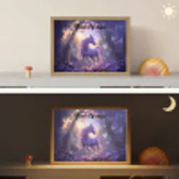 Eenhoorn - Paars - Sprookje - Fantasy dier Light Box met batterij (Wandlamp kind) middel -sfeer3_kind