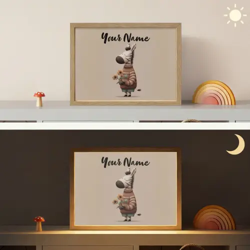 Zebra - Zonnebloemen - Warm Light Box met batterij (Wandlamp kind) middel -sfeer3_kind