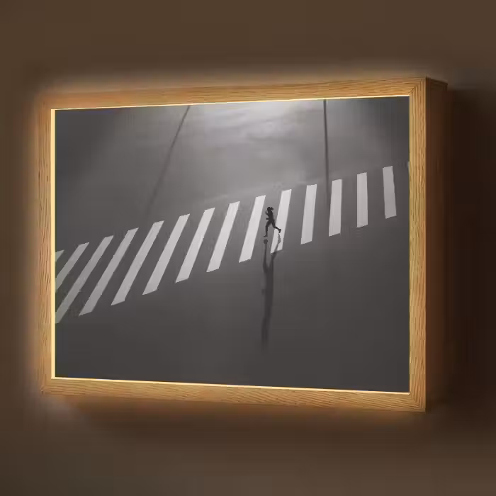 Zeebrapad - Hardloper - Zwart - Wit Light Box met batterij (Wandlamp) middel -z3d_website