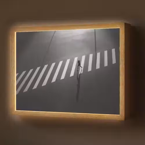 Zeebrapad - Hardloper - Zwart - Wit Light Box met batterij (Wandlamp) middel -z3d_website