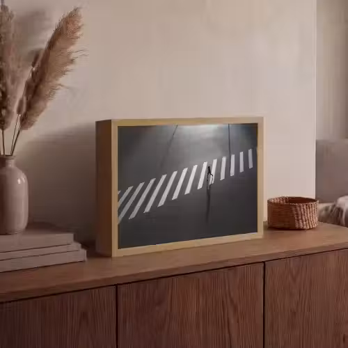 Zeebrapad - Hardloper - Zwart - Wit Light Box met batterij (Wandlamp) middel -sfeer2