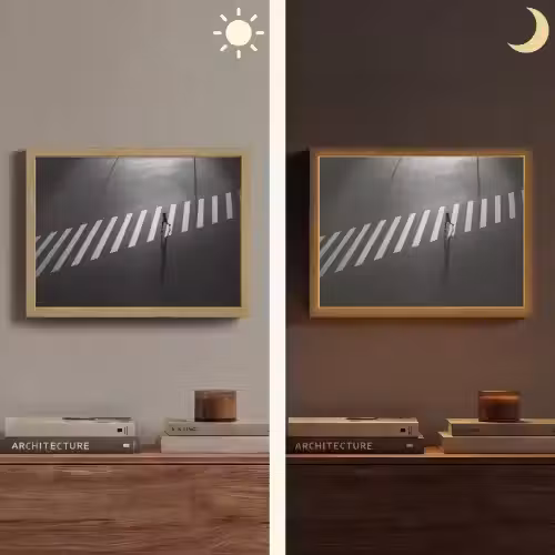 Zeebrapad - Hardloper - Zwart - Wit Light Box met batterij (Wandlamp) middel -sfeer3