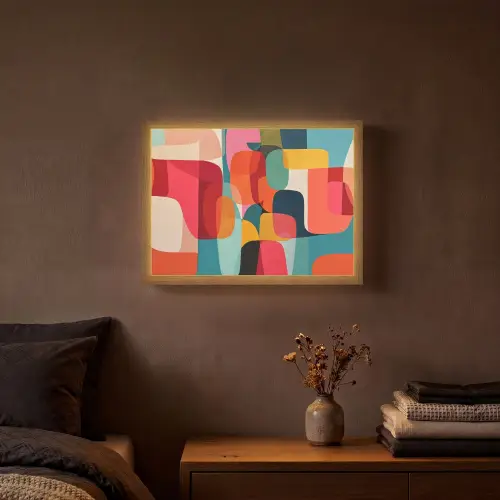 Vormen - Kleurrijk - Abstract - Vlakken Light Box met batterij (Wandlamp) middel -sfeer4