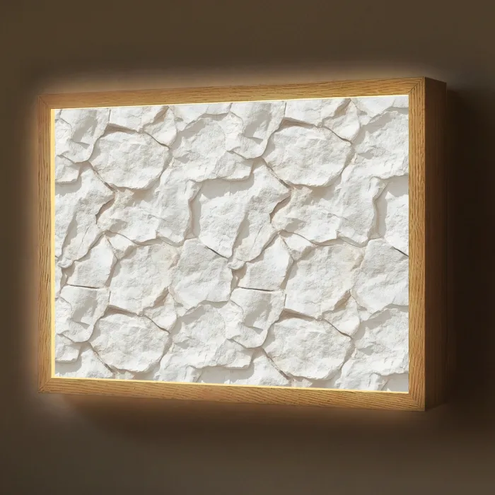 Structuur - Rots - Wit Light Box met batterij (Wandlamp) middel 907 -z3d_website