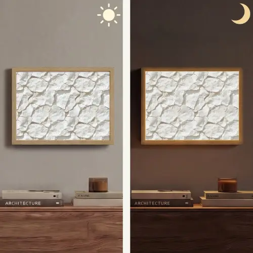 Structuur - Rots - Wit Light Box met batterij (Wandlamp) middel 907 -sfeer3